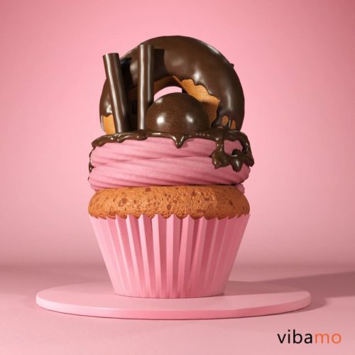 vibamo_3d_advertising_cgi_illustration_Golden_cupcake_2 vibamo_3d_advertising_cgi_illustration_Golden_cupcake_2